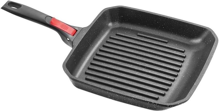 Grill Pan Koekenpan Lekker Koken Afneembaar Handvat 26 CM Zwart