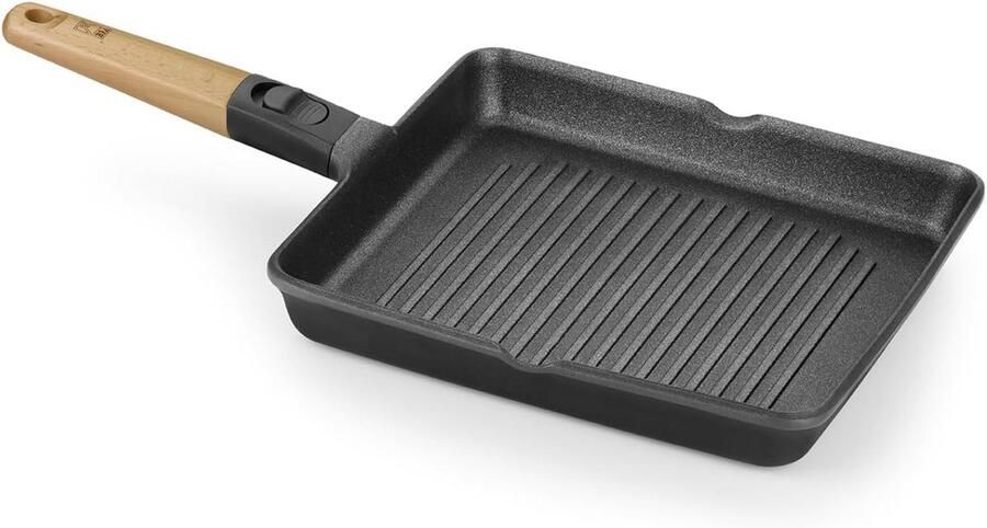 Grill Pan Koekenpan Lekker Koken Afneembare Handgreep 28 cm Zwart