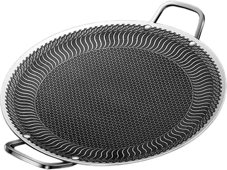 Barbecue Bakplaat Grillpan Koekenpan Buiten Koken Anti-aanbak Laag Rond Zwart