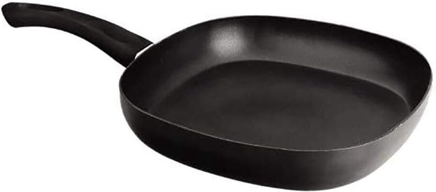 Grill Pan Koekenpan Plancha Gourmet Koken Antiaanbaklaag 26x26 cm Zwart