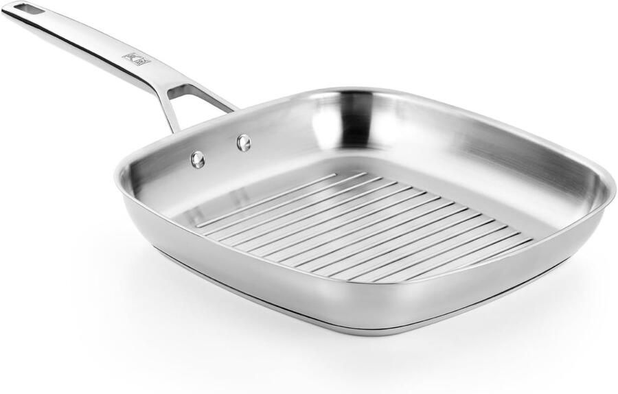 Grill Pan Koekenpan Ribbel Lekker Grillen Triple Conductief 28 cm Zilver