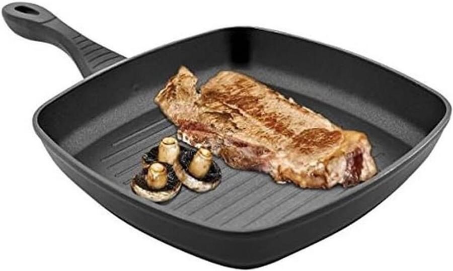 Grill Pan Koekenpan Vetvrij Braden Gegolfd Oppervlak 24x24 cm Zwart