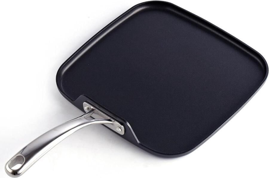 Grill Pan Koekenpan Vierkant Lekker Koken Hard Geanodiseerd 28x28 cm Zwart