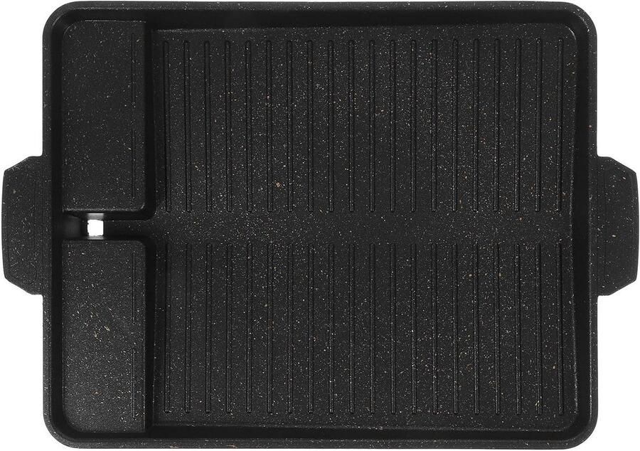 Grill Pan Kookplaat Buiten Koken Antiaanbaklaag 37 x 26 cm Zwart