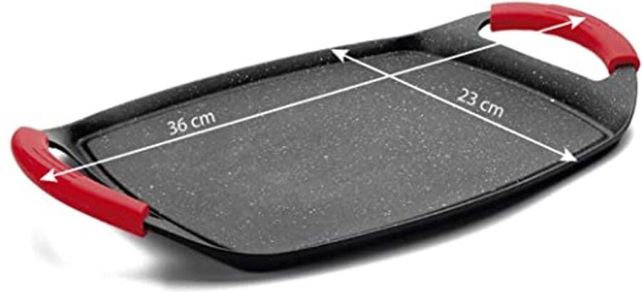 Grill Pan met Niet-Te-Plakken Coating en Siliconen Handgrepen 36 x 23 cm