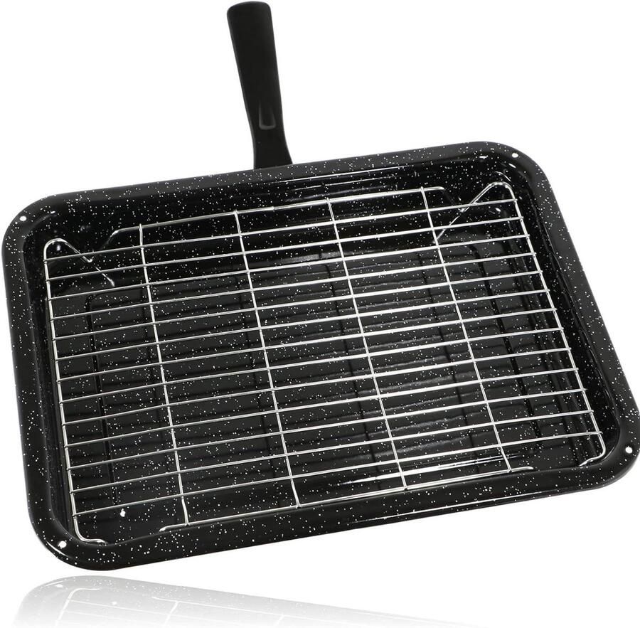Grill Pan Oven Bakplaat Oven Gerechten Maken Afneembaar Handvat 380 x 280 mm Zwart