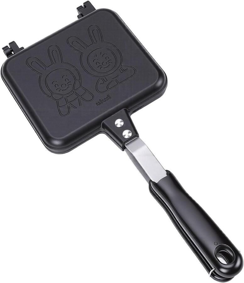 Dubbelzijdige Tosti-ijzer Sandwichmaker Panini-pers Ontbijt Maken Konijnpatroon Design 38 x 18 x 4 cm Grijs