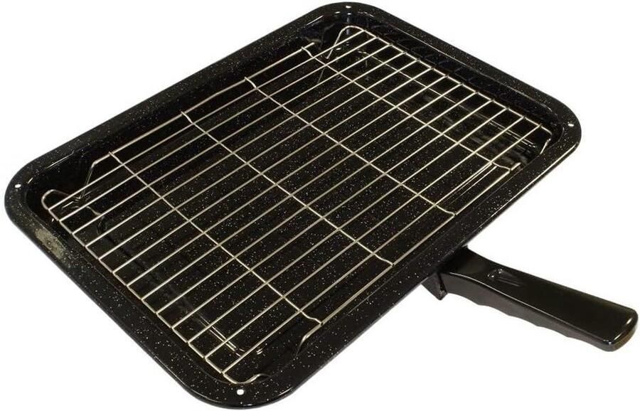 Grill Pan Rek Oven Rooster Oven Gebruik Afneembaar Handvat 380 x 280mm Zwart