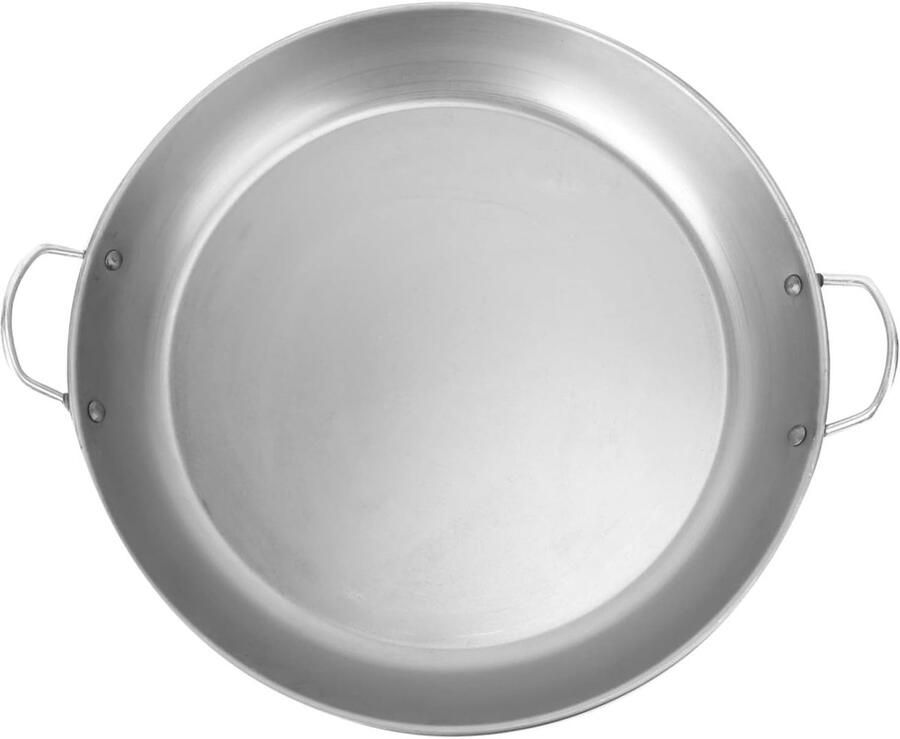 Grill Pan Rond Plancha Bakplaat Buiten Koken Dubbele Oor Handgrepen 35 cm Diameter Zilver