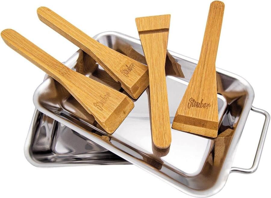 Grill Pan Set Barbecue Toppers Gezond Grillen Roestvrij Staal 18x12.5 cm Zilverkleurig