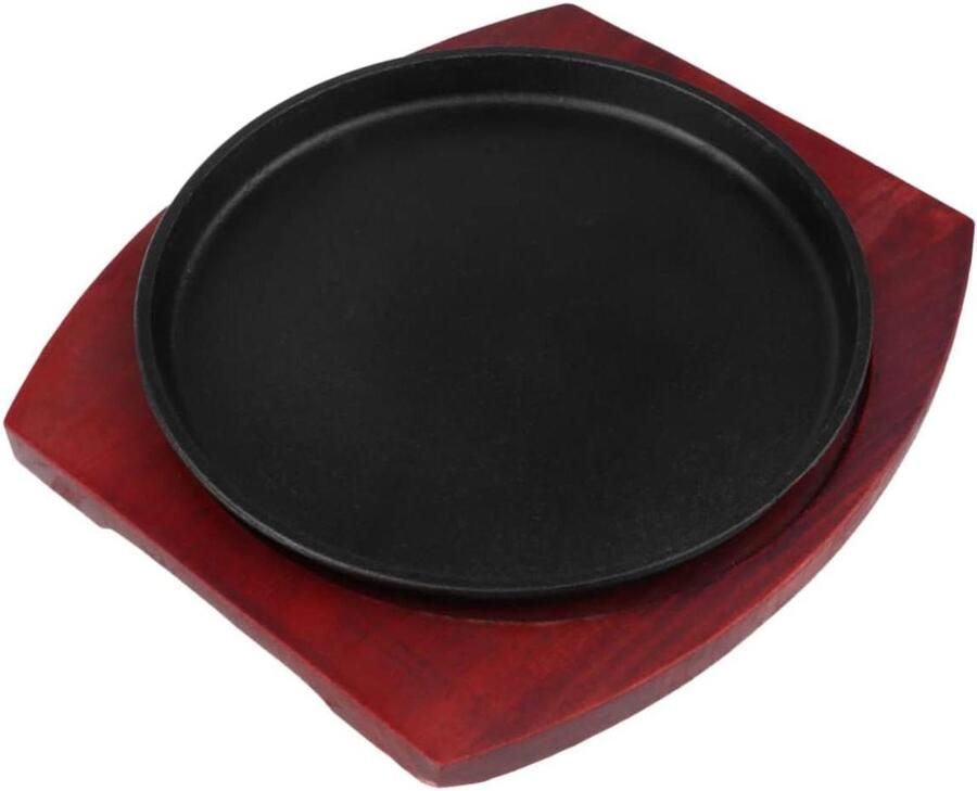 Grill Pan Steak Plate Baken en Frituren Nonstick Gietijzer 28x26x4 cm Bruin