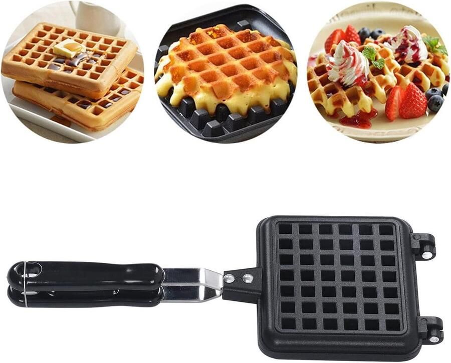 Wafelijzer Pan Pannenkoekvorm Ontbijt Maken Antiaanbaklaag 35 x 14.5 cm Rood