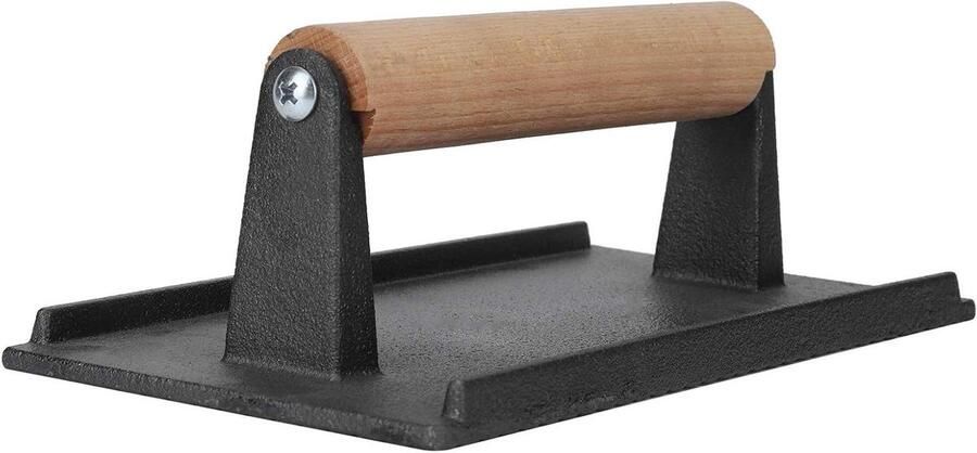Grill Pers Bacon Gewicht Barbecue Accessoire Gietijzeren Ontwerp 21 x 10.5 cm Zwart