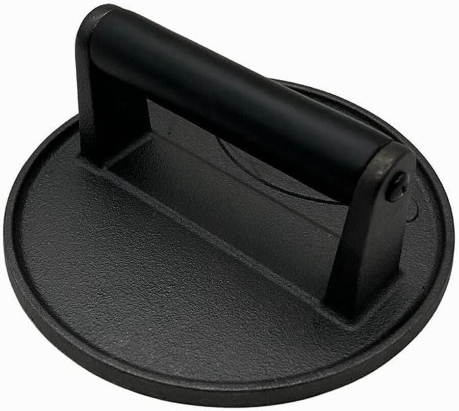 Grill Pers Plaat Vleespers Hamburgerpers Barbecueën Vlees Grillen Gietijzer Roestvrij Staal 16 cm Rond Zwart