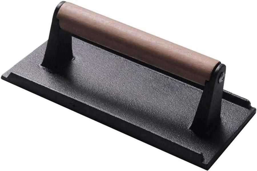 Grill Pers Steak Burger Gourmet Koken Zware Gietijzer 21 x 11 cm Zwart