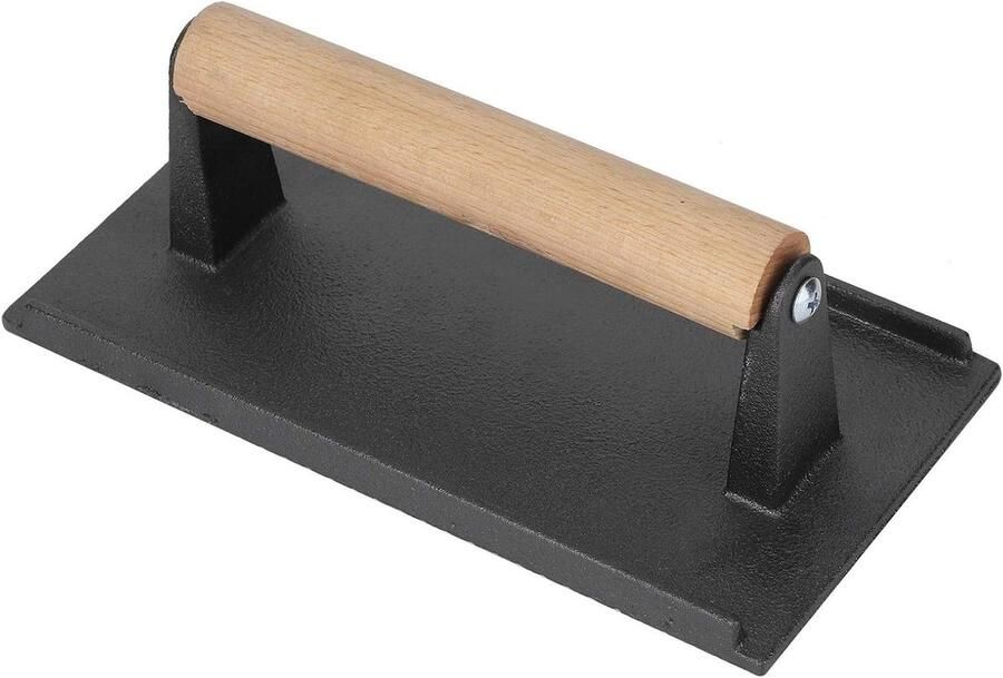 Grill Pers Steak Gewicht Barbecue Grillen Gietijzeren Constructie 21 x 10.5 cm Zwart