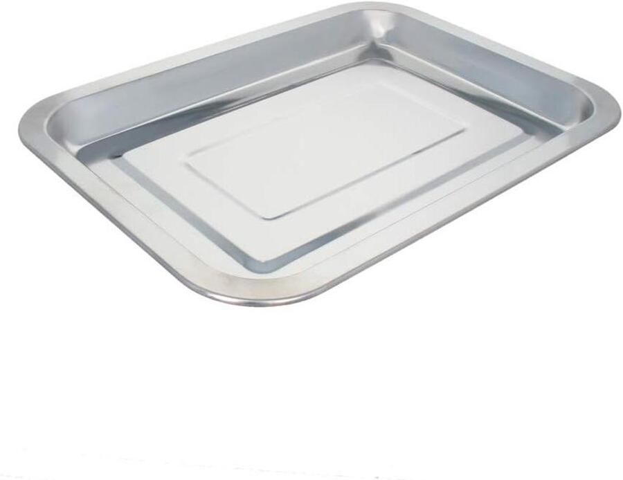 Grill Plaat Bakplaat Barbecue Buiten Koken Roestvrij Staal 32x22x2 cm Zilver
