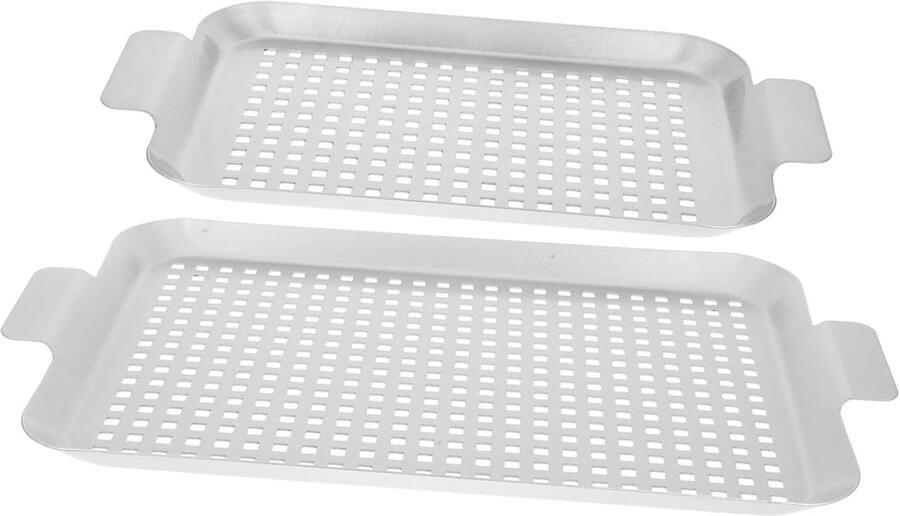 Grill Plaat Bakplaat BBQ Buiten Koken Vet Afvoer Ontwerp 41.8 cm Zilver