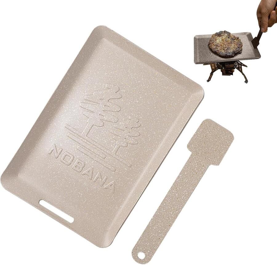 Grill Plaat Bakplaat BBQ Outdoor Koken Antiaanbaklaag 24.5 x 16.7 cm Beige