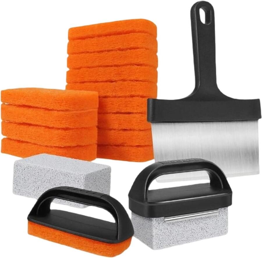 Grill Reinigingsset Plat Top Kit Kookoppervlak Reinigen Draagbaar Ontwerp 28.5 cm Grijs