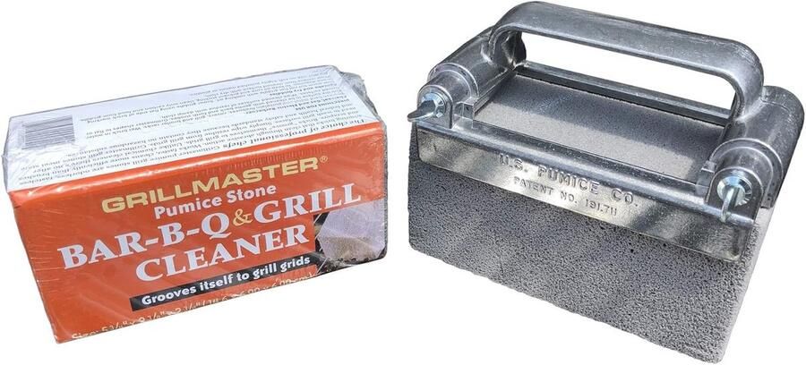Grill Reinigingsset Puimsteen & Houder Platte Grill Schoonmaken Verwijdert Koolstof Vet 2 Stenen 1 Houder Grijs