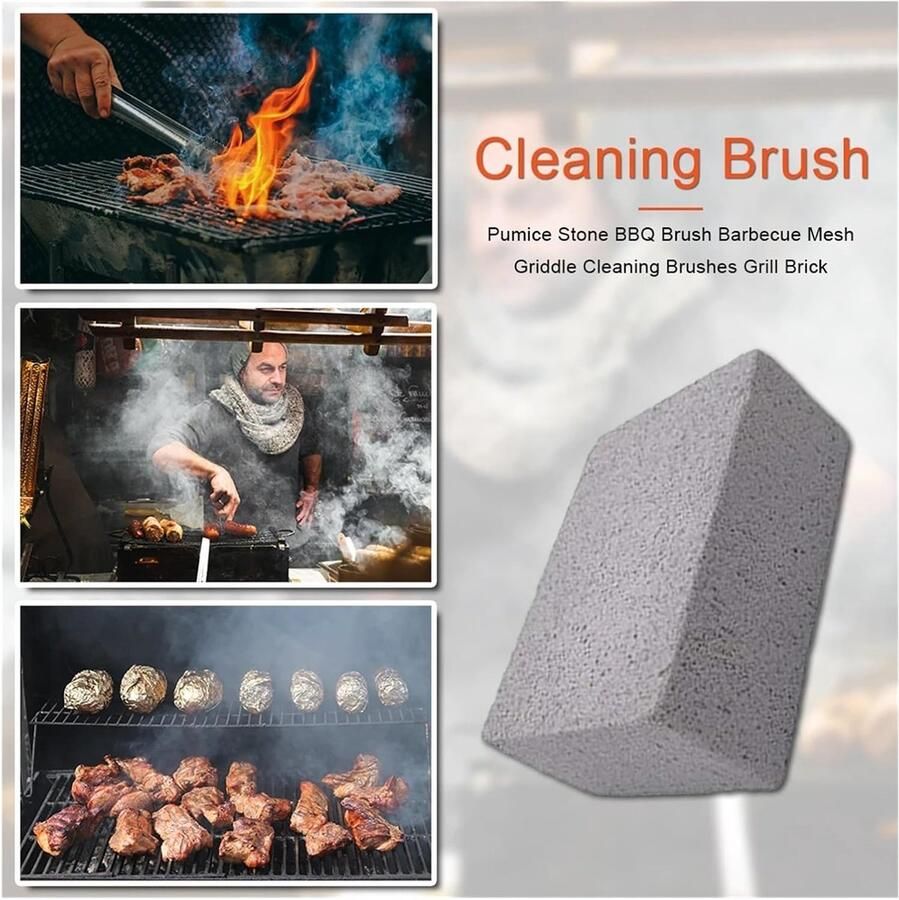 Grill Reinigingssteen Grillsteen Reiniger Grill Snel Schoon Veilig Materiaal 10x7x4cm Grijs