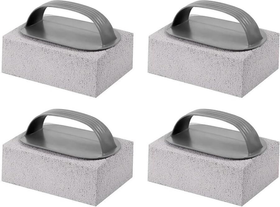 Grill Reinigingsstenen Schuurblokken Grill Oppervlak Reinigen Ergonomisch Handvat 4 Stuks Grijs