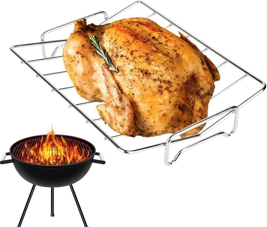 Grill Rek Bakrek Vlees Grillen Roestvrij Staal 33x254x56 Cm Zilver