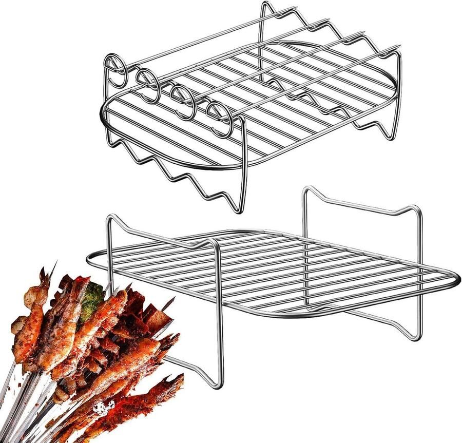 Grill Rek Barbecue Accessoire Buiten Koken Multifunctioneel Ontwerp 13.7 x 20.5 x 8 cm Zilver