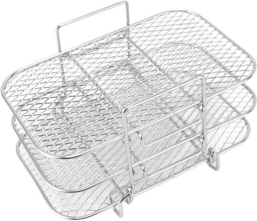 Grill Rek Keuken Accessoire Gelijkmatig Grillen 3 Laags Ontwerp 22 x 20 cm Zilverkleurig