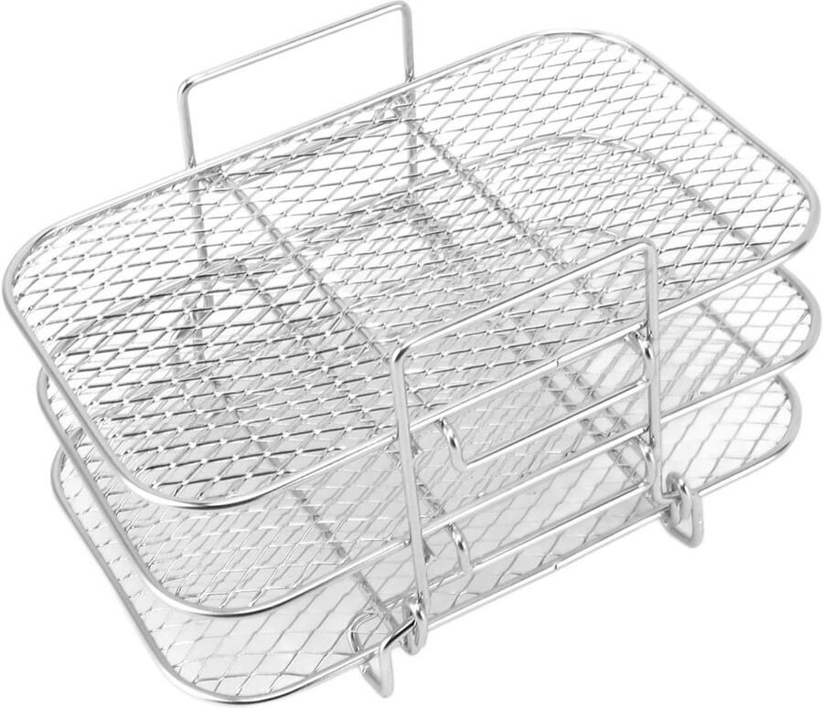 Grill Rek Keuken Accessoire Gelijkmatig Grillen 3 Laags Ontwerp 22 x 20 cm Zilverkleurig
