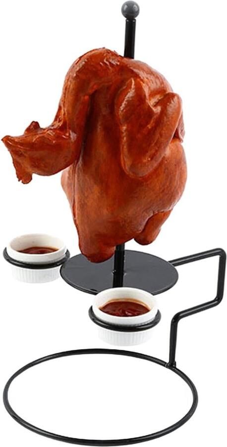 Grill rek Kip houder Gelijkmatig grillen Met sausbekerhouders 21.7 x 32.6 cm Zwart