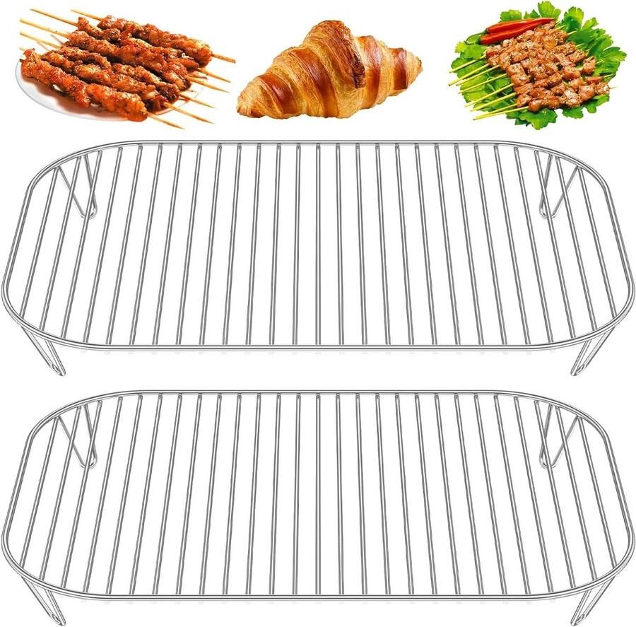 Grill Rek RVS Kookrooster Bakrooster Gelijkmatig Koken Vaatwasserbestendig 31x21.5x4 cm Zilverkleurig