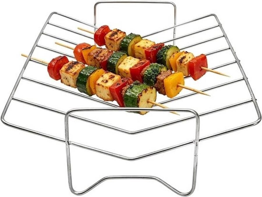 Grillrek Roestvrij Staal Barbecue Rek Gelijkmatig Grillen V-vormige Warmte 29 x 21 x 8 cm Zilver