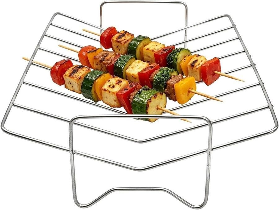Grillrek Roestvrij Staal Barbecue Rek Gelijkmatig Grillen V-vormige Warmte 29 x 21 x 8 cm Zilver