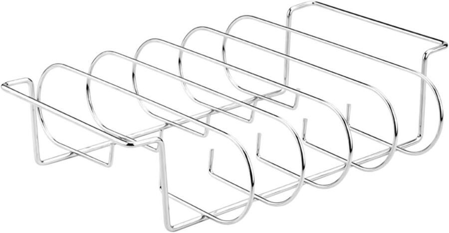 Grill Ribrek Steakhouder BBQ Buiten Koken Vaatwasserbestendig Frame 31.3x25.3x7.3 cm Zilver