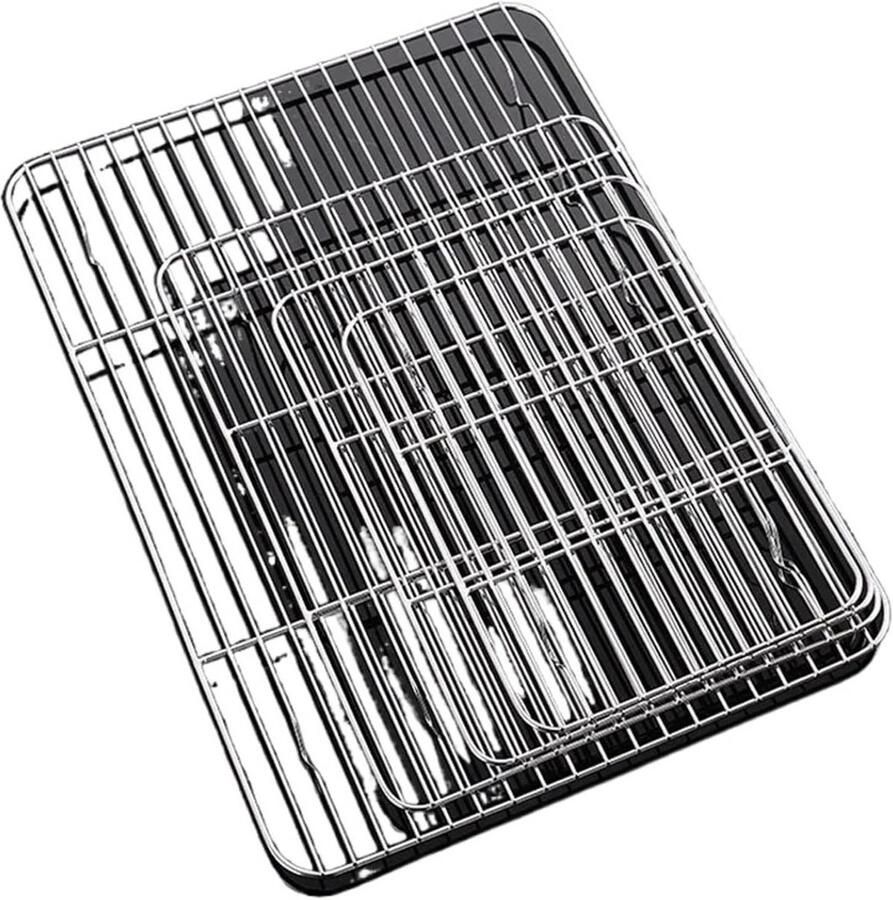 Grill rooster Bakrek koelrek Barbecueën bakken Roestvrij staal 25 x 19 cm Zilver