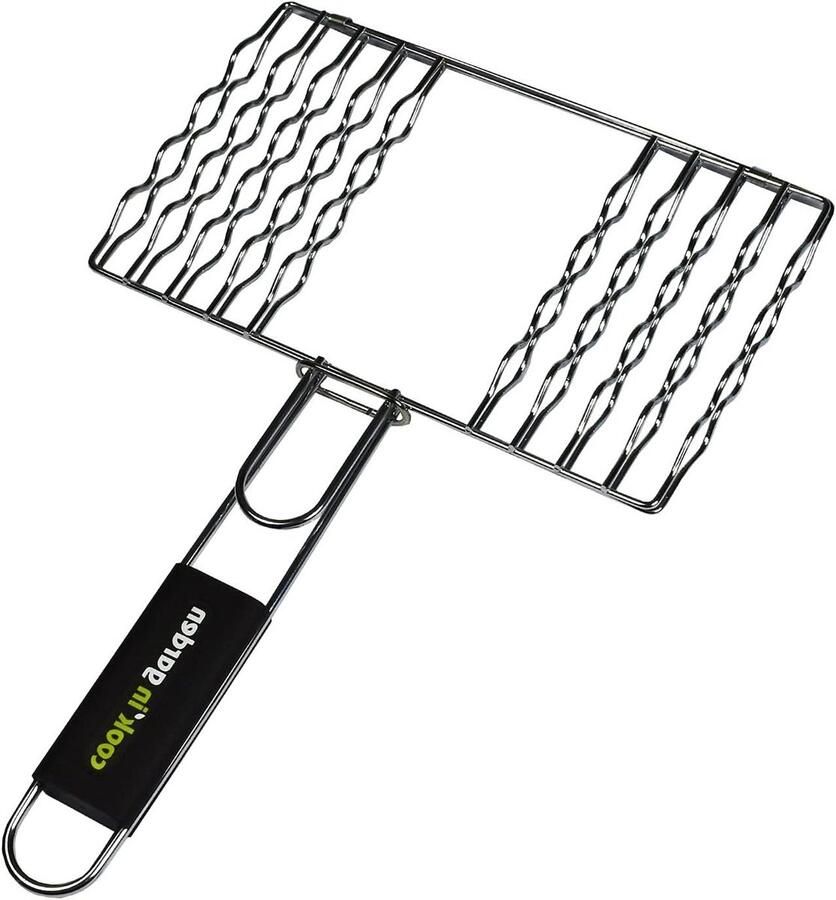Grill rooster Barbecue rooster Vlees grillen 8 worsthouders 27 x 18 cm Zilver