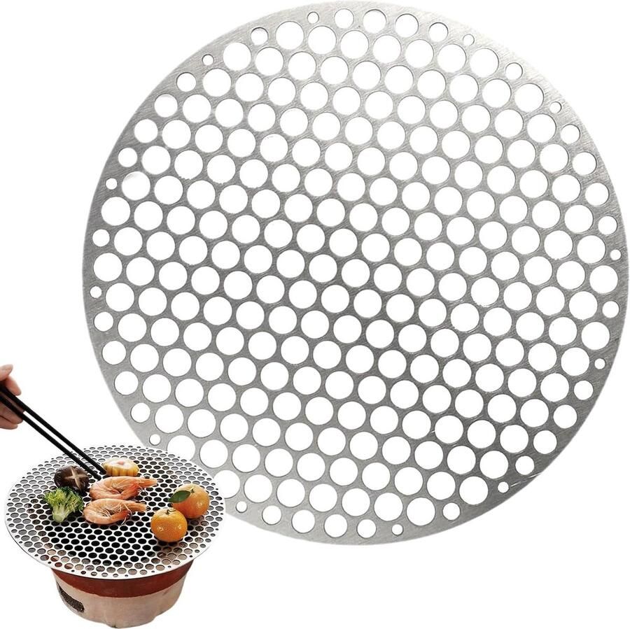 Grill rooster rond BBQ net kookrek Buiten koken Roestvrij staal 26 cm Zilver