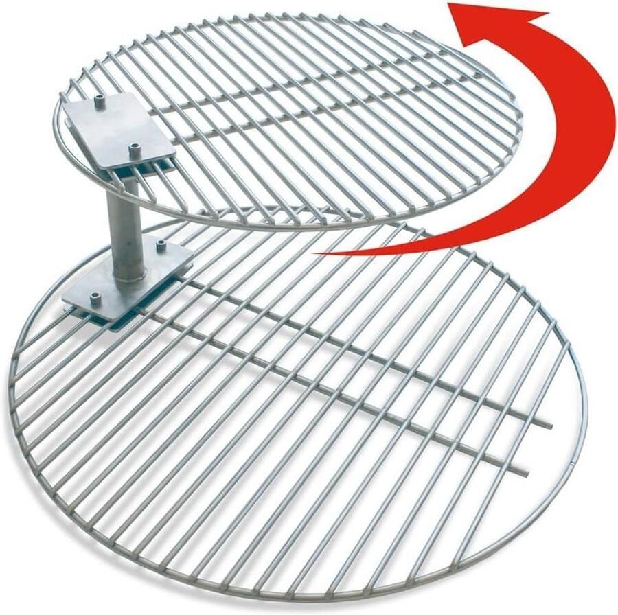 Grill Rooster Stacker Extra Kooklaag Buiten Koken Uitschuifbare Laag 42 cm Diameter Zilver