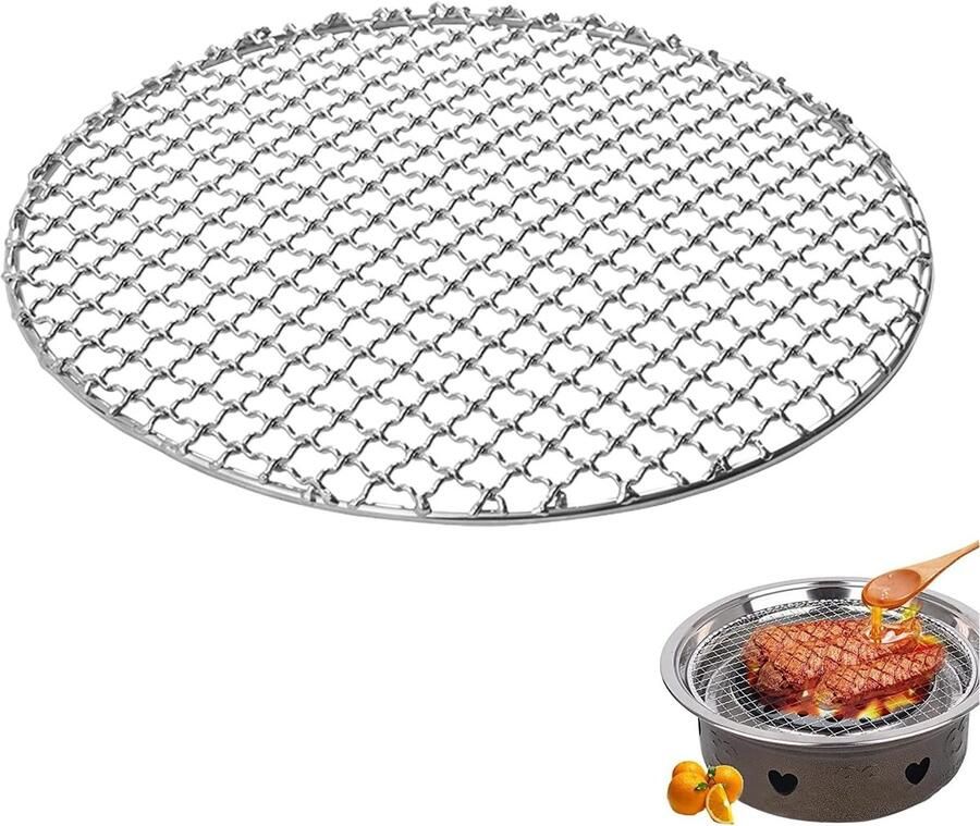 Grill Roosters BBQ Net Buiten Koken Roestvrij Staal 33cm Rond Zilver