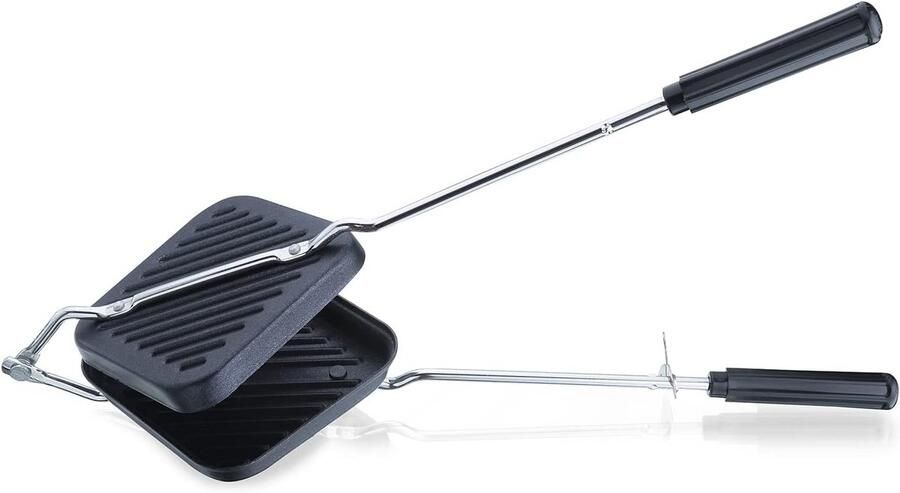 Grill Sandwich Toaster Tosti Apparaat Snelle Maaltijden Antiaanbaklaag 27 cm Diameter Zwart