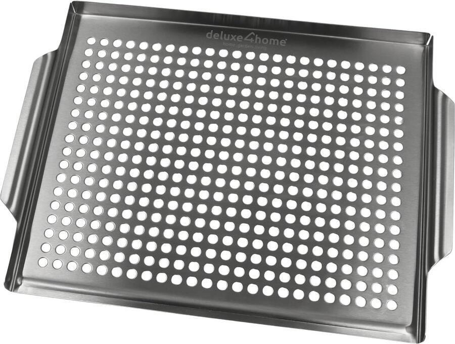 Grill Schaal BBQ Bak Gerechten Grillen Hoge Kwaliteit Staal 40 x 30 cm Zilverkleurig