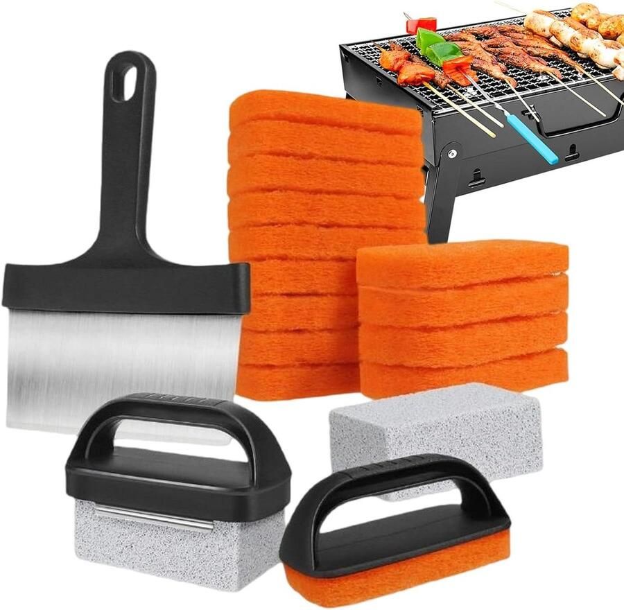 Grill Schoonmaakpads Platte Bakplaat Vlekken Verwijderen Niet-krasbare Schuursponsjes 28.5 x 25.5 cm A