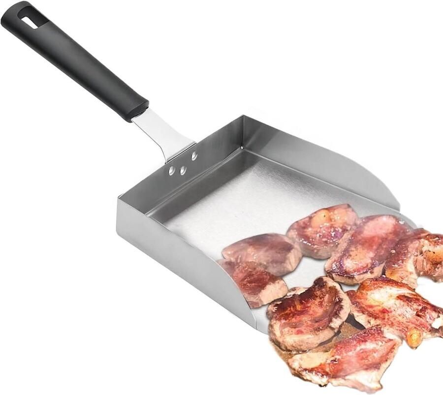 Grill Spatel Bakspatel Staal Burgers Draaien Hittebestendig Handvat 38.5 x 19 cm Meerkleurig - Foto 2
