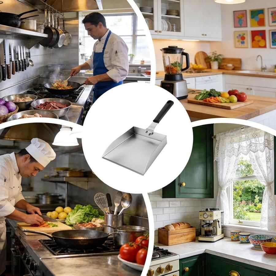 Plancha Schep Lepel Keukentrekker Spatel Buiten Koken Roestvrij Staal 19 x 18 cm Zilverkleurig