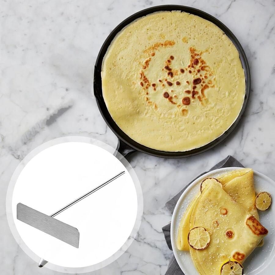 Grill Spatel Set Pannenkoek Gereedschap Pannenkoeken Bakken Verwijderbare Handgreep 137 x 37 cm Zilver
