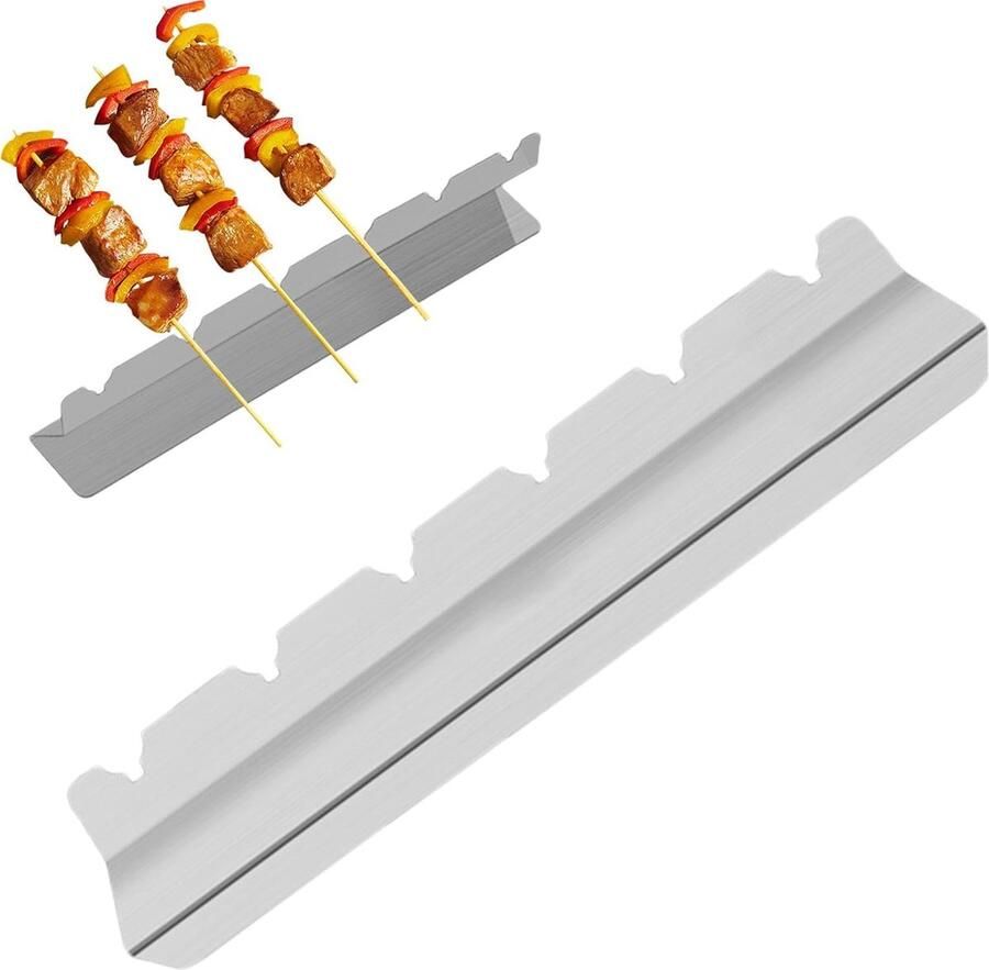Grill Spiesjeshouder Kebob Standaard Perfect Grillen Roestvrij Staal 19 cm Zilver