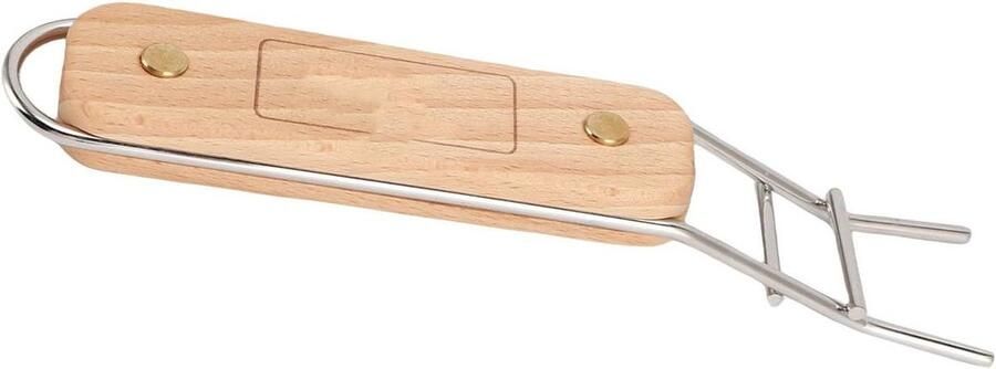 Grill Tang Barbecue Tang Keukentang Veilig Grillen Antislip Houtgreep 20 cm Zilver