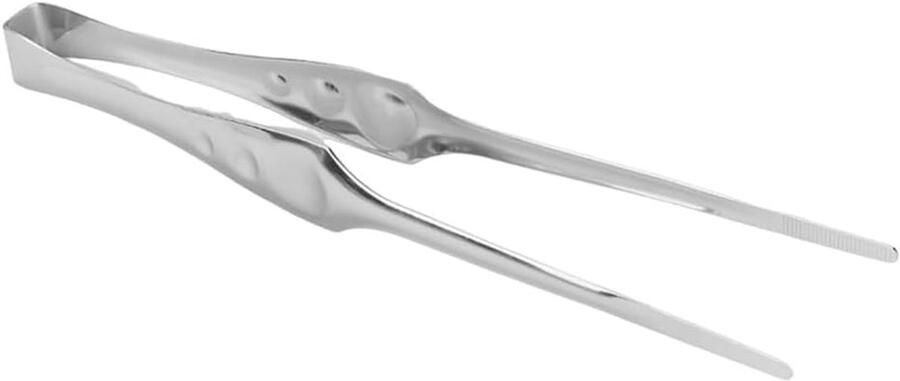 Grill Tang Barbecue Tang Voedsel Draaien Dubbele Tip 27 cm Zilver